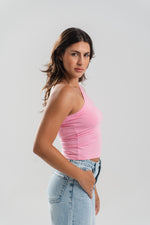 One Shoulder Basic Top - Pink