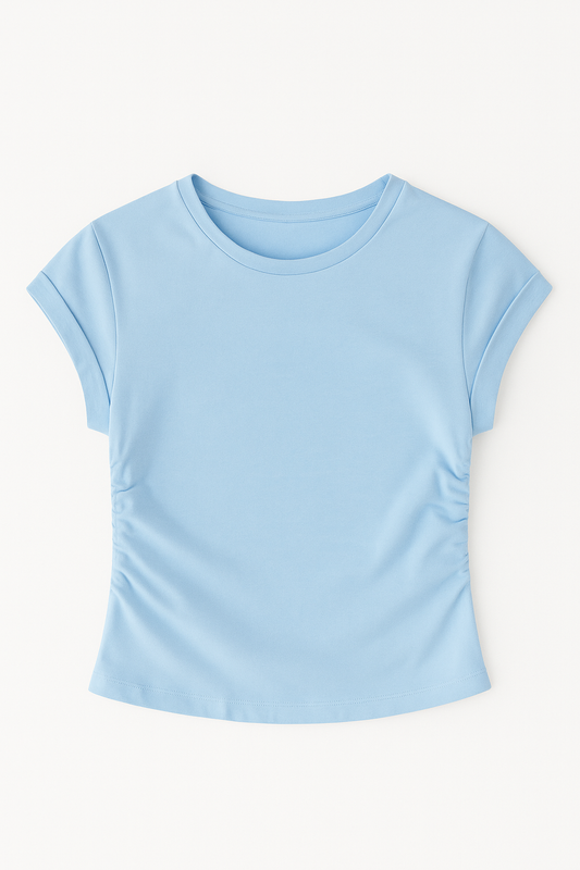 Drape Cropped Tee - Sky Blue