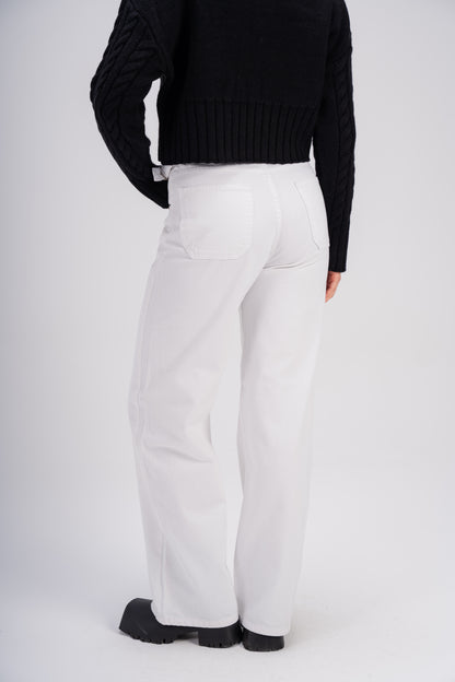 Wide, Modern White Gabardine Pants