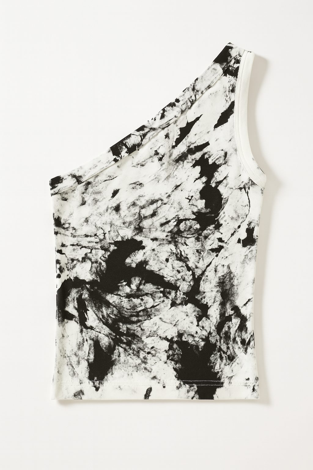Tie Dye One Shoulder Shirt- Black