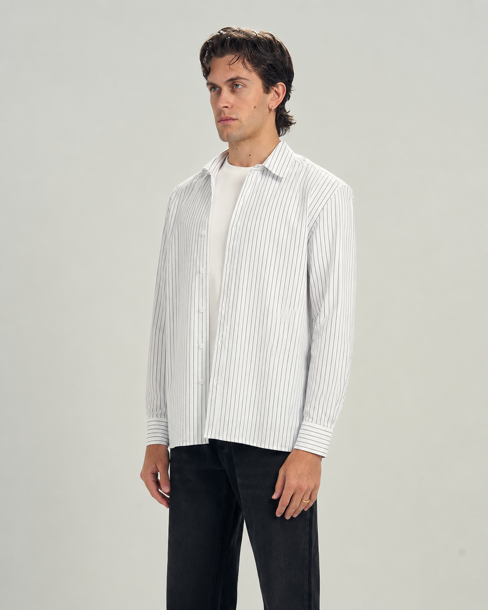 Classic Pinstripe Shirt In olive
