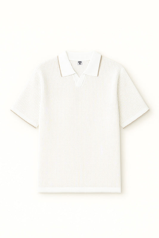 Summer knit polo-white