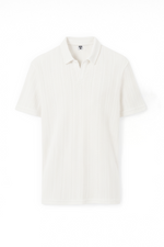 White polo T-shirt with a subtle pattern