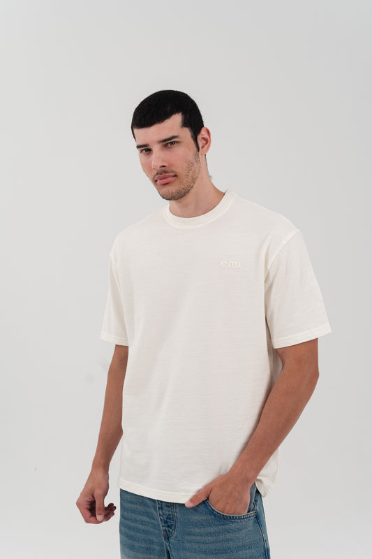 KNTD TEXTURED BASIC T-SHIRT- White
