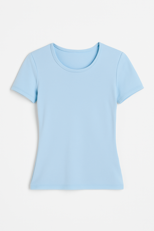BABY BLUE U-SHAPED SHORT SLEEVE