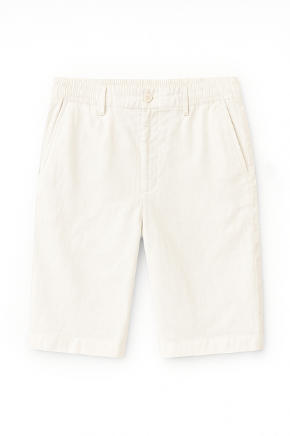 Straight fit Linen Shorts -off White
