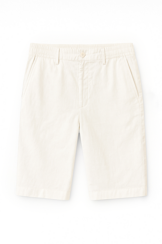Straight fit Linen Shorts -off White