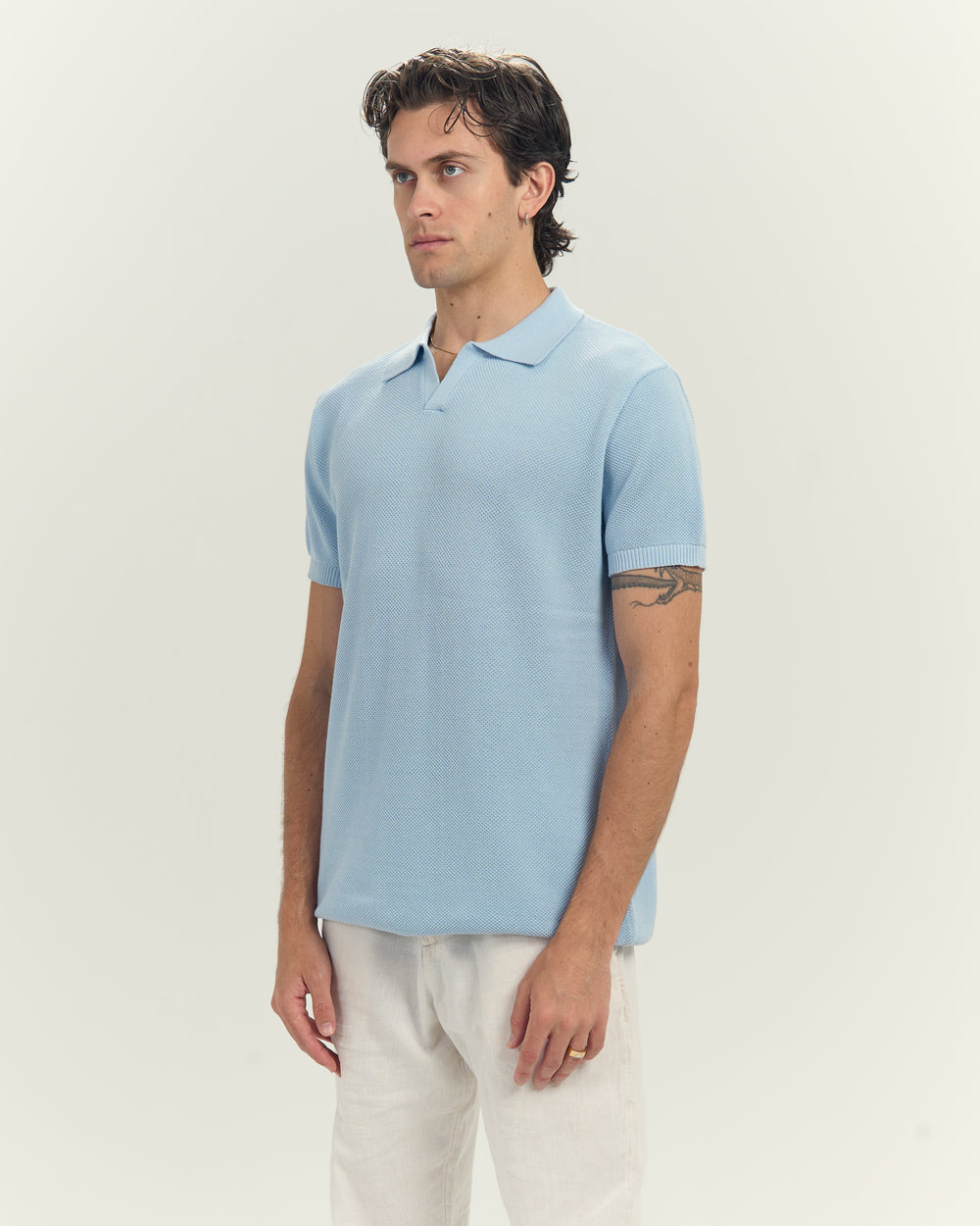 Knit polo in Sky blue