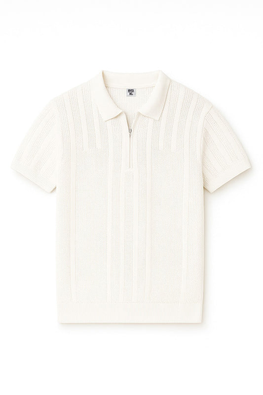 Tricot With Zipper Shirt- White