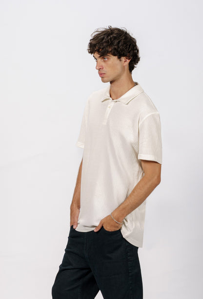 Button Down White Polo T-Shirt