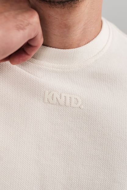 WHITE KNTD BASIC T-SHIRT