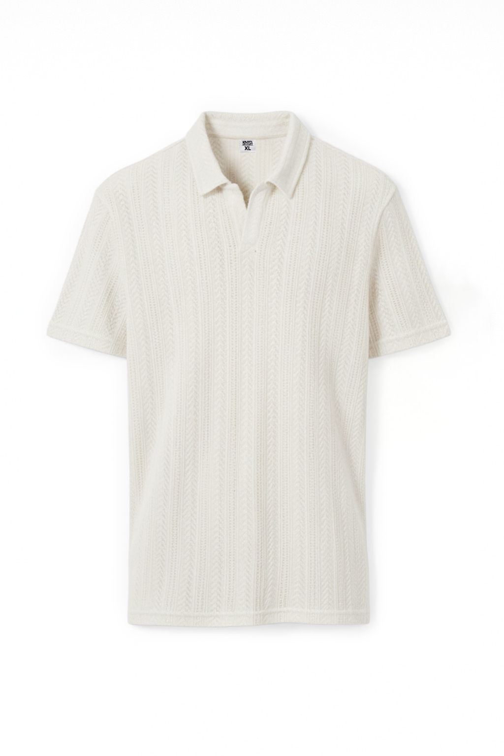 Beige polo T-shirt with a subtle pattern