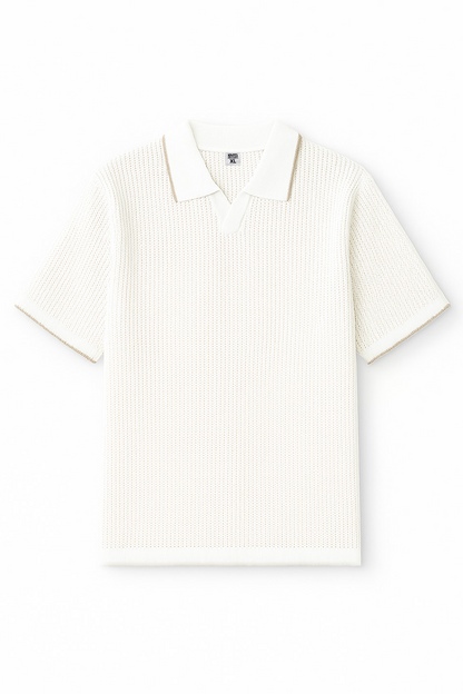 Summer knit polo-white
