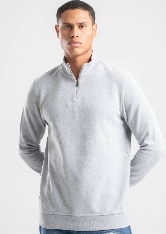 LIGHT GREY QUARTER-ZIP CASHMERE