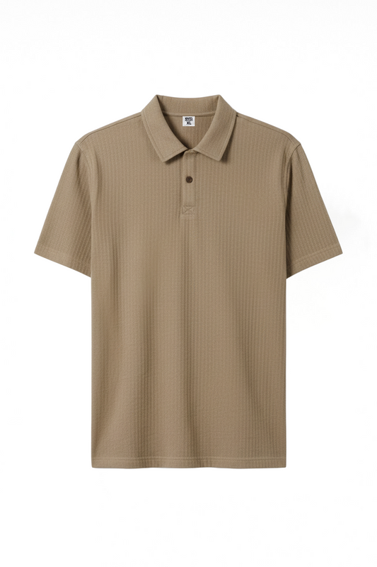 Button Down Beige Polo T-Shirt