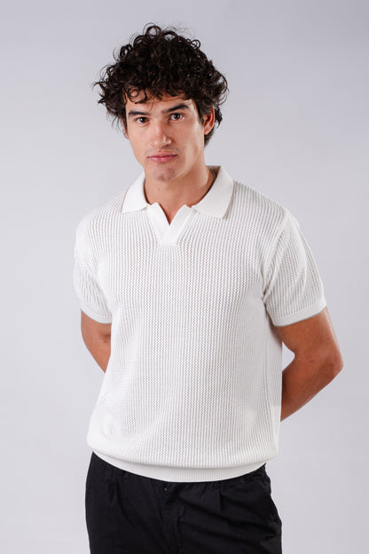 Summer knit polo-white
