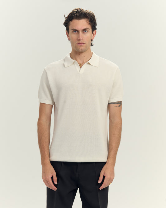 Knit polo in white