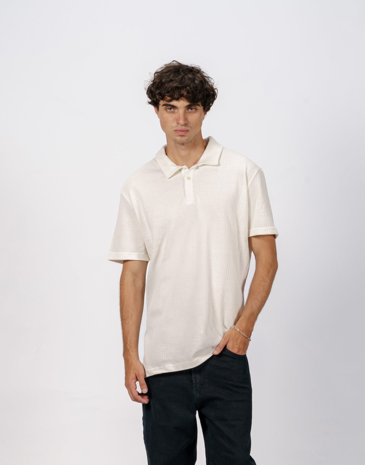 Button Down White Polo T-Shirt