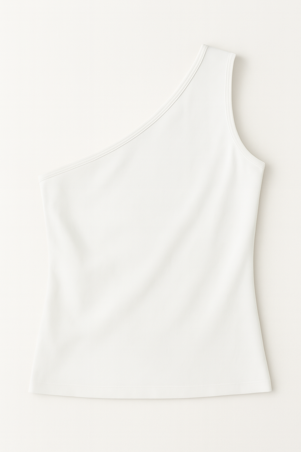 One Shoulder Basic Top - White