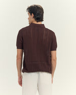 Midnight Mesh Knit Polo In Brow