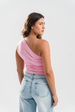 One Shoulder Basic Top - Pink