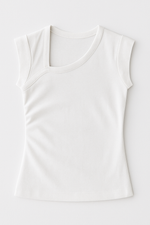 Quarter Sleeve Cropped Shirt - White