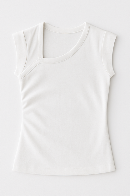 Quarter Sleeve Cropped Shirt - White