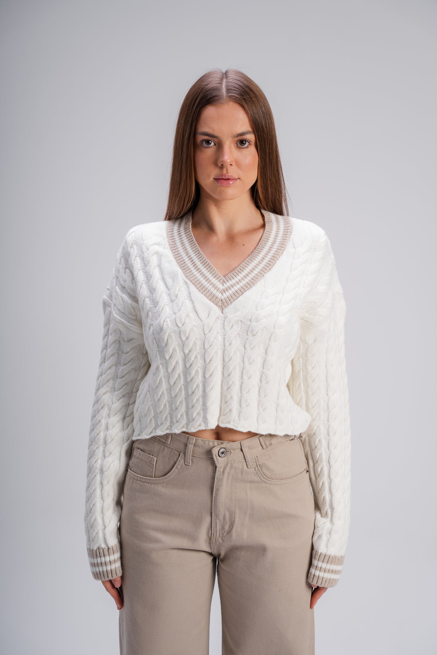 Cable Knit Sweater in Off White