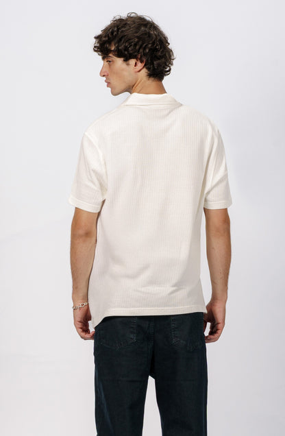 Button Down White Polo T-Shirt