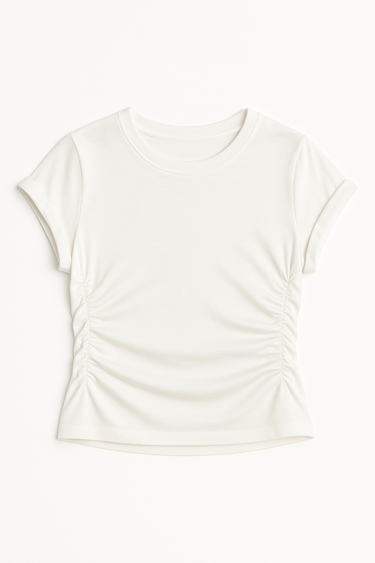 Drape Cropped Tee - White