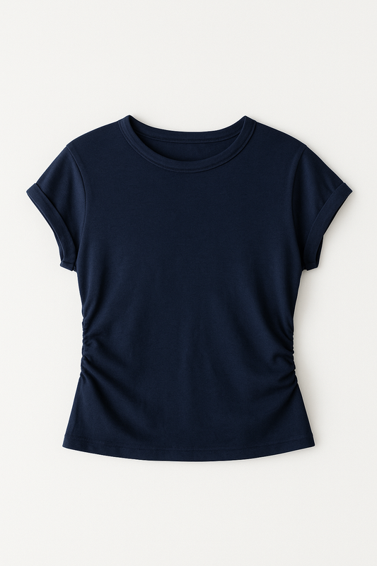 Drape Cropped Tee - Navy