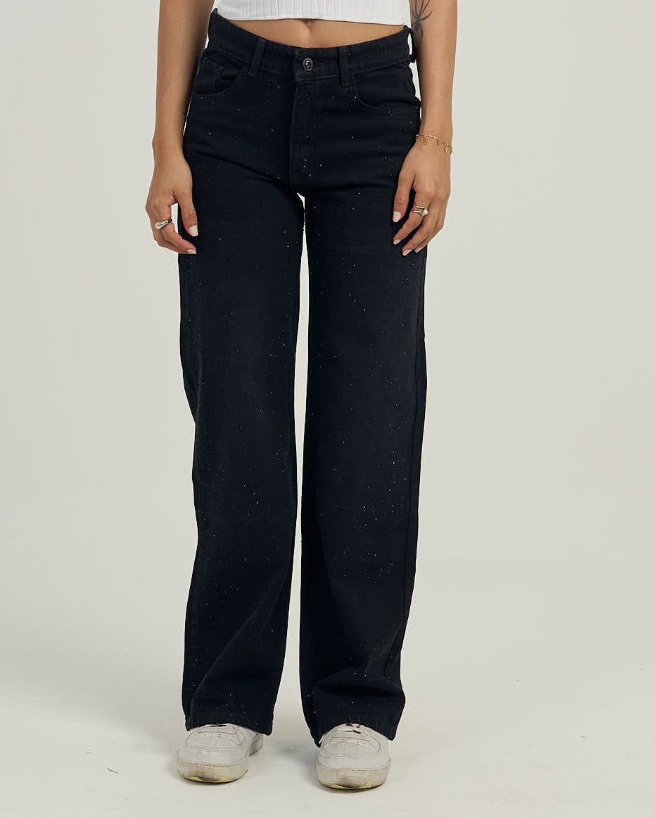 Women black pants High Sparkle High-Rise Wide Leg Jeans