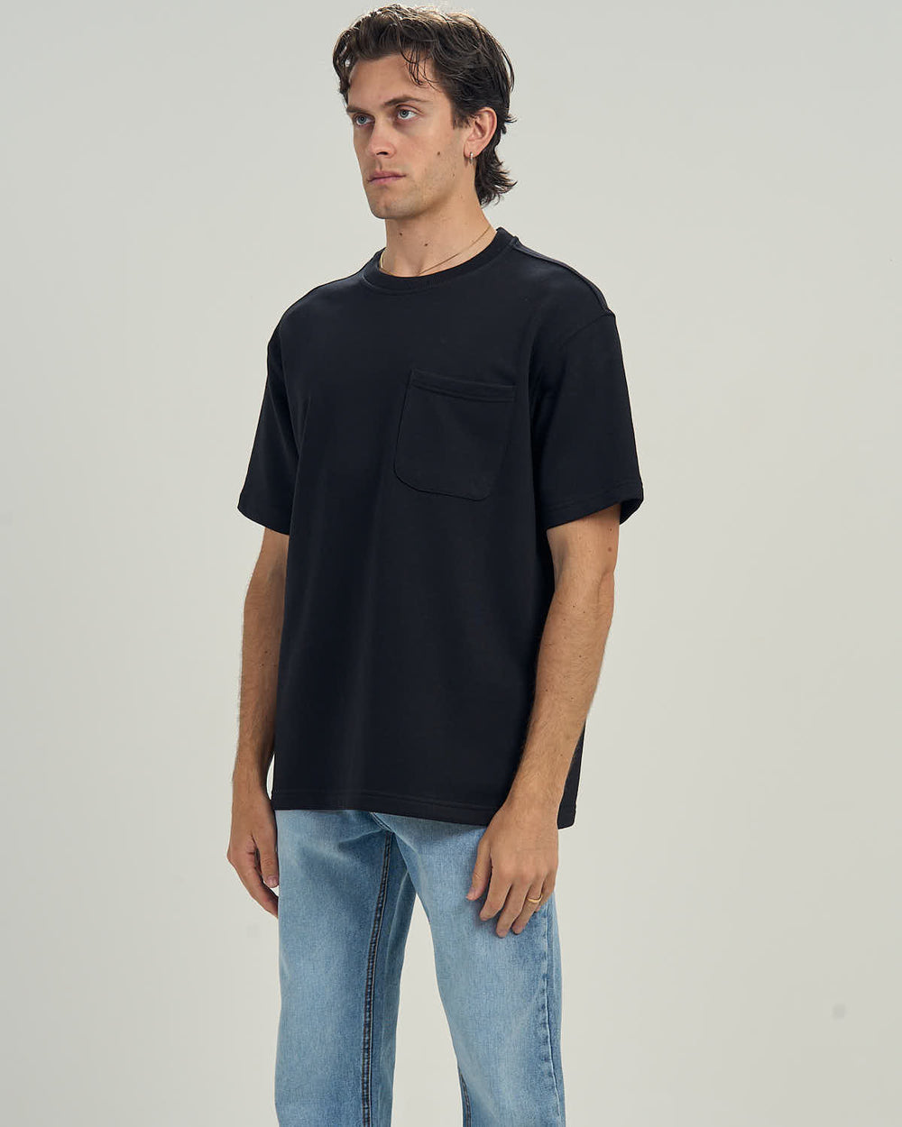 Oversized Pocket Tee In Black