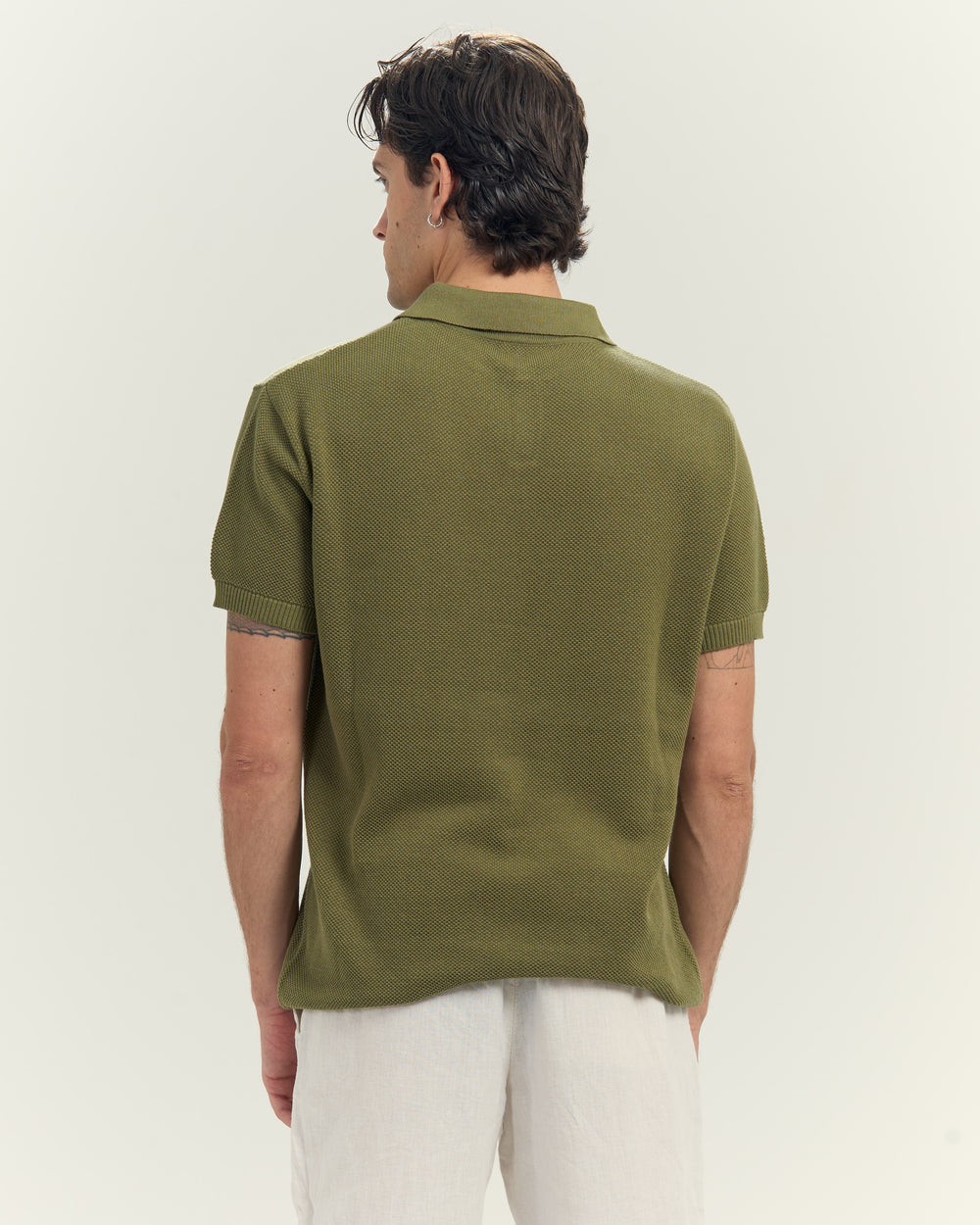 Knit polo in Olive