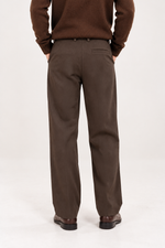 Men's Brown Pleated Wide-Leg Trousers