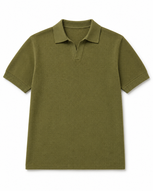 Knit polo in Olive