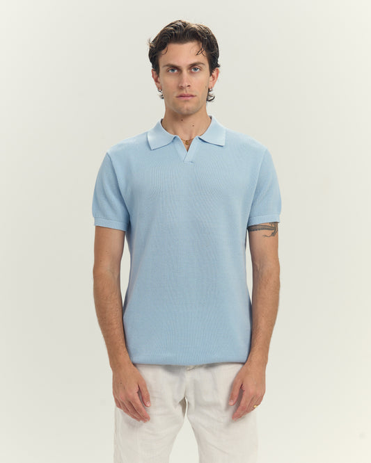 Knit polo in Sky blue