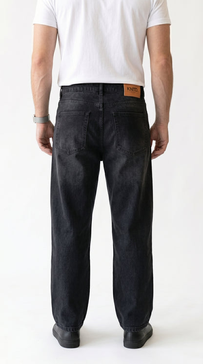Men's Relaxed Straight-Leg Denim in Black
