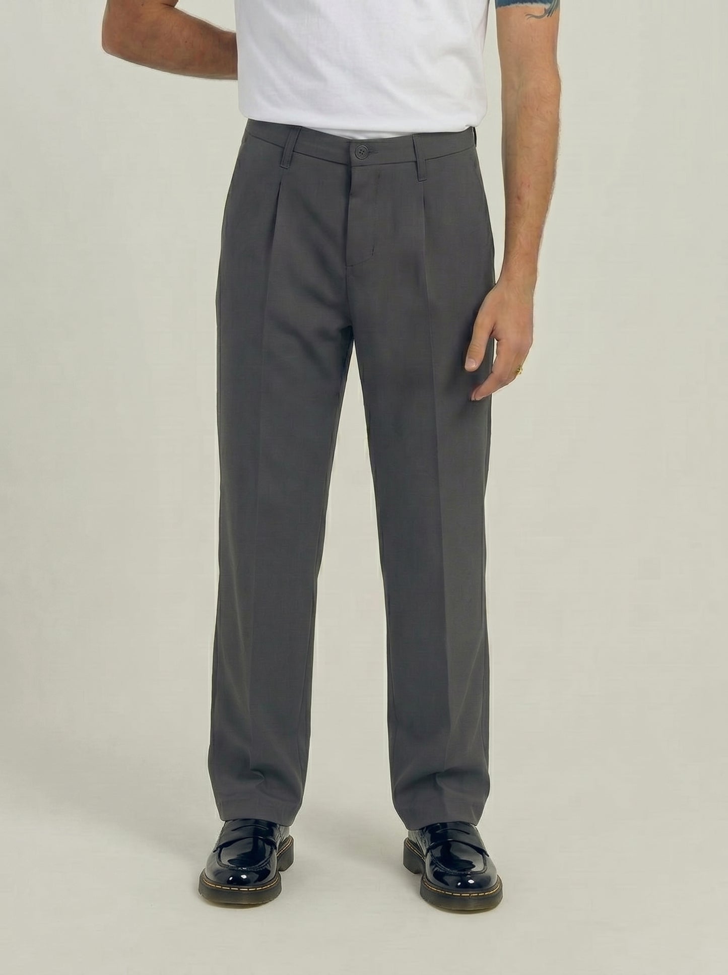 Men's Tailored Smart-Casual Pleated Trousers Grey
