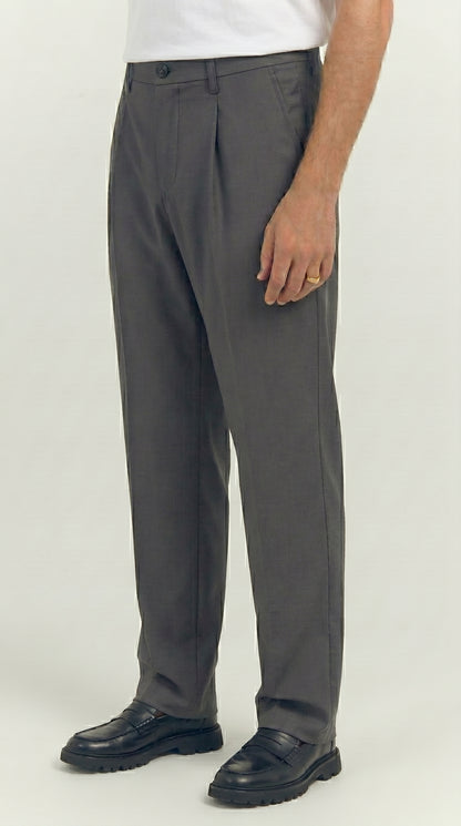 Men's Tailored Smart-Casual Pleated Trousers Grey