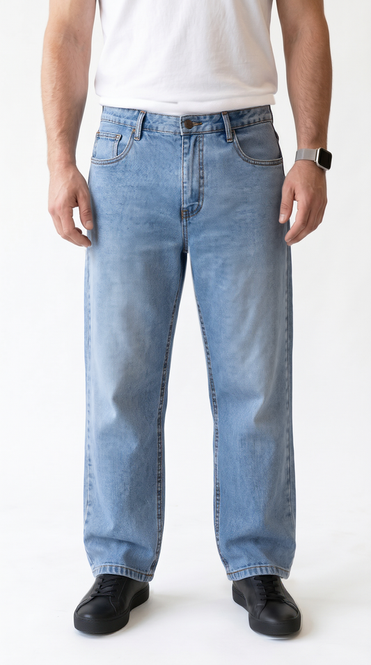 Men's Relaxed Straight-Leg Denim in Blue