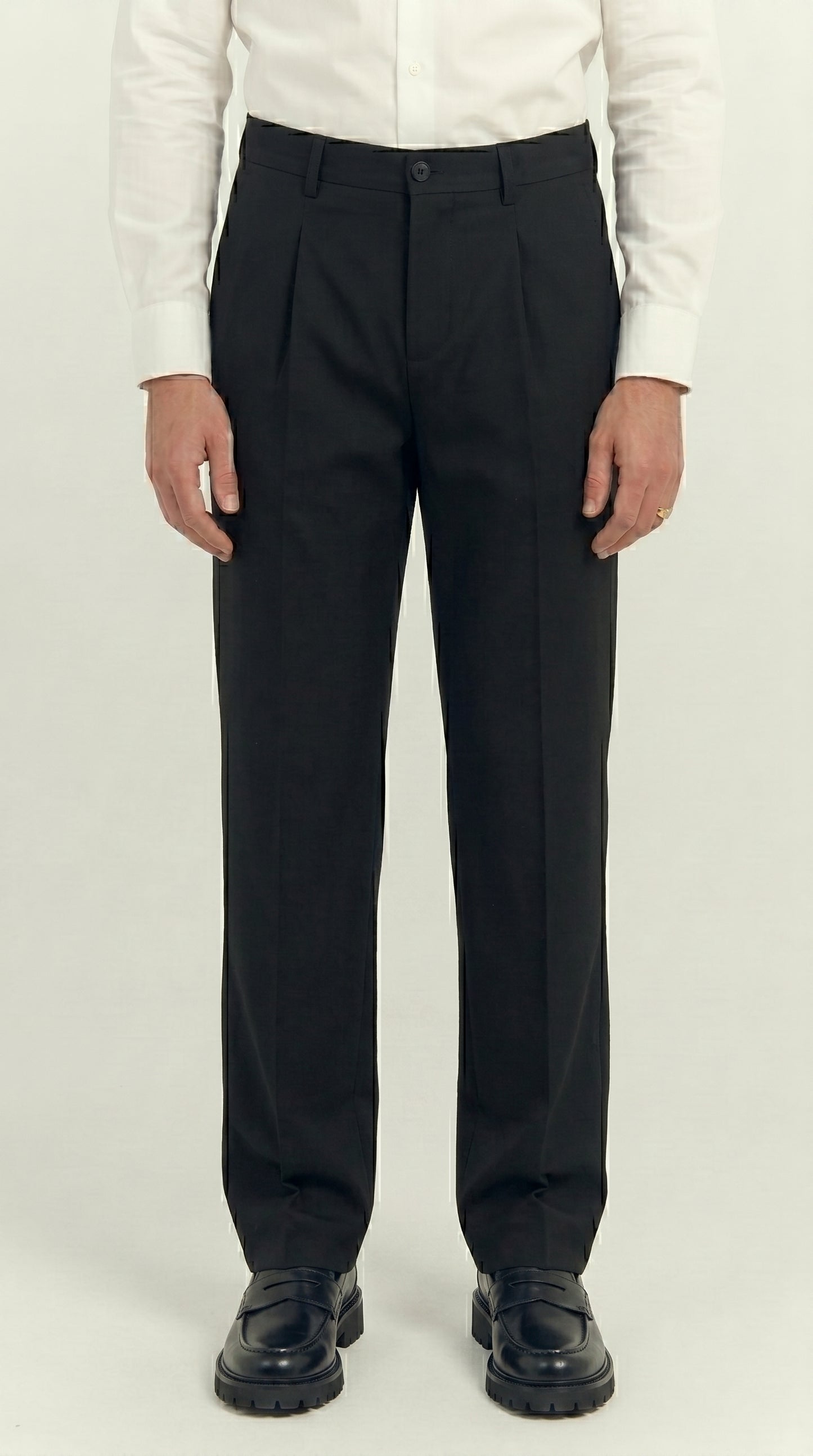 Men's Tailored Smart-Casual Pleated Trousers Black