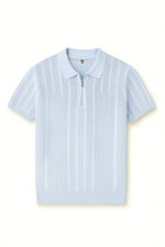Tricot With Zipper Shirt- Sky Blue