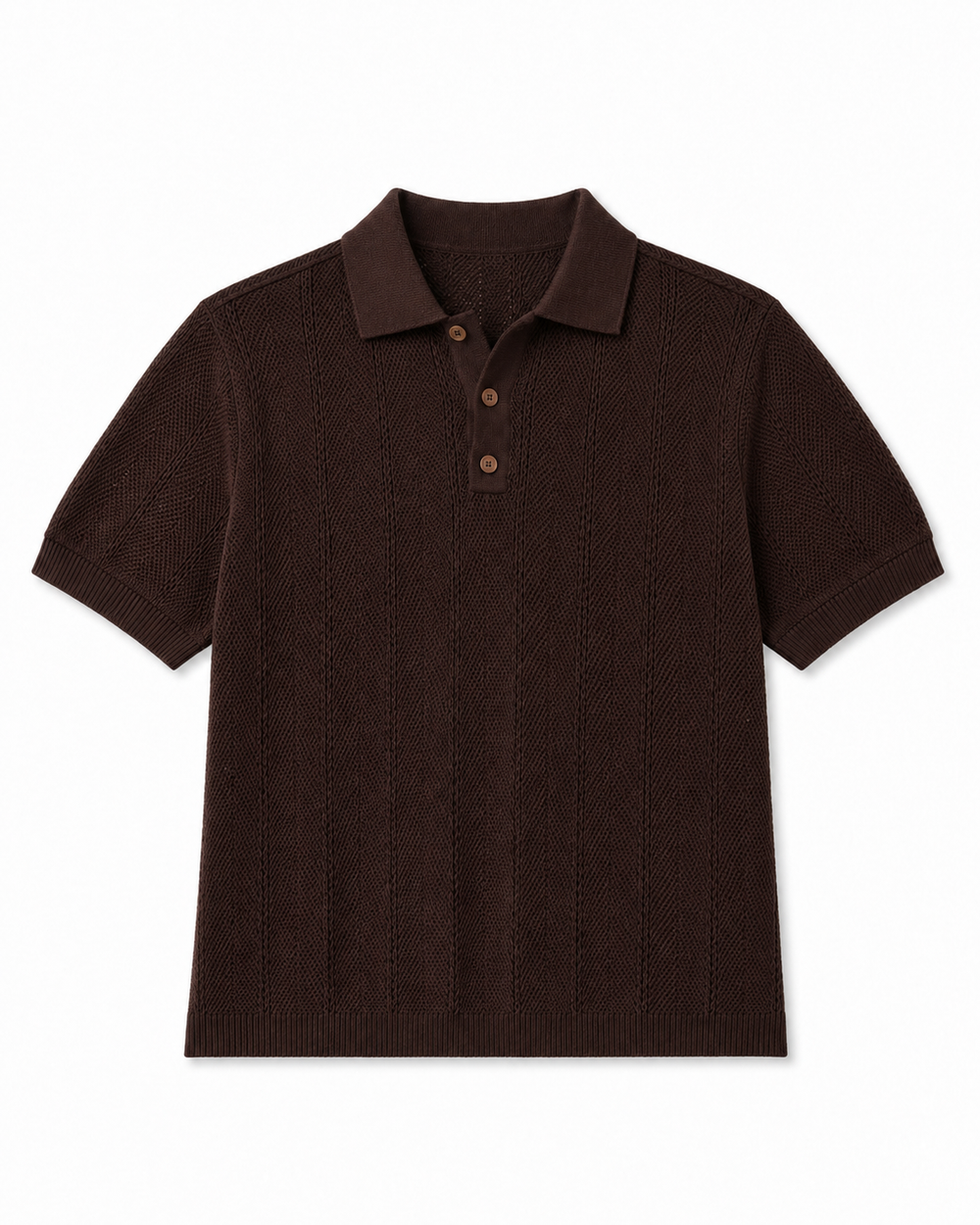 Midnight Mesh Knit Polo In Brow