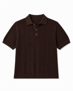 Midnight Mesh Knit Polo In Brow