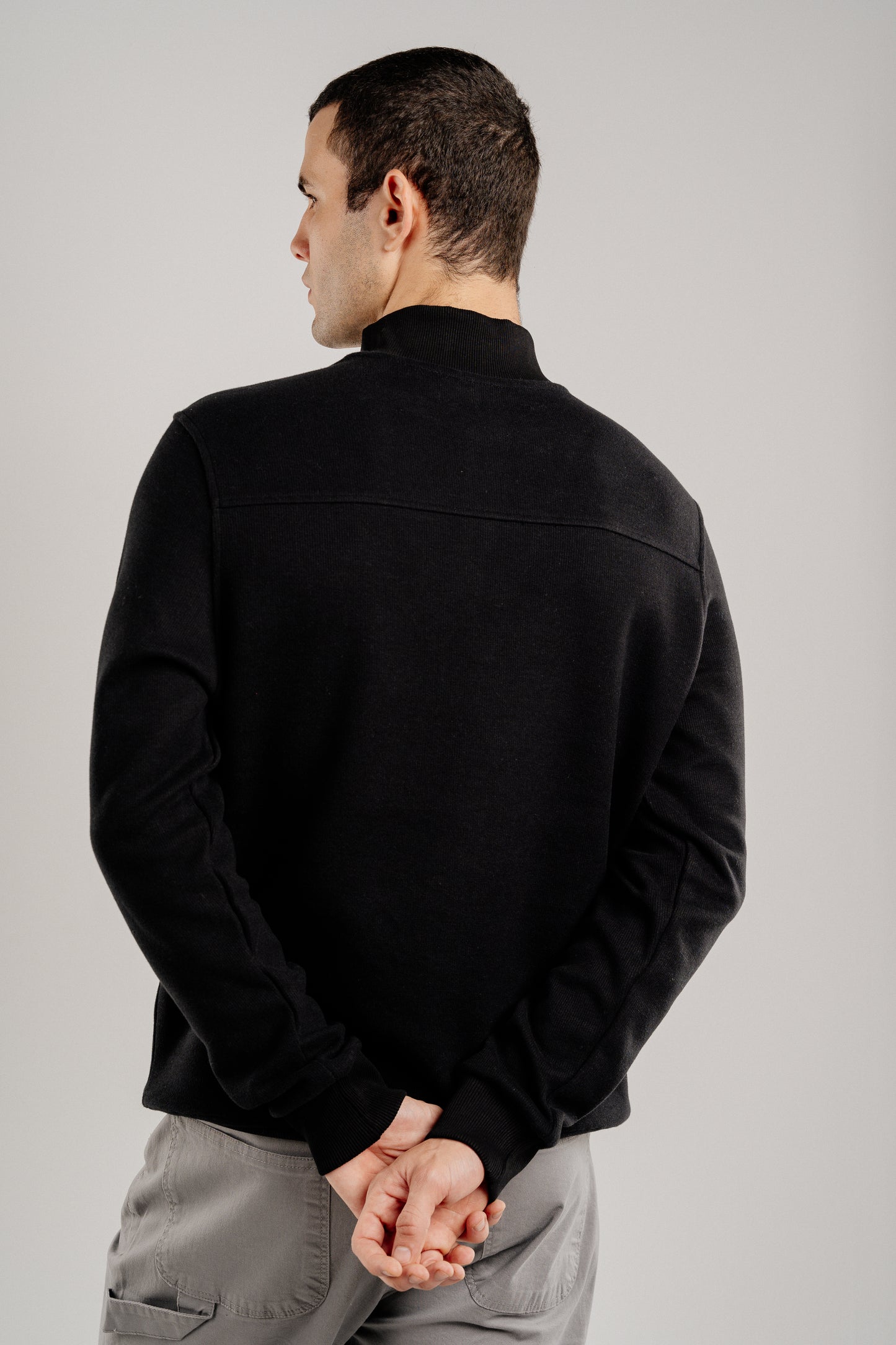 BLACK QUARTER-ZIP CASHMERE