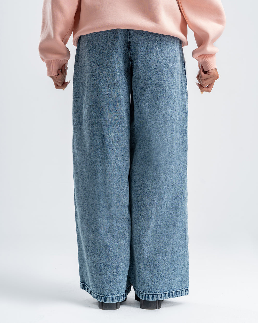 High Rise Wide Leg Elastic waist Blue Jeans