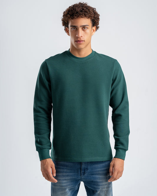 Men's Drak Olive Standard Fit Crew Neck Pullover