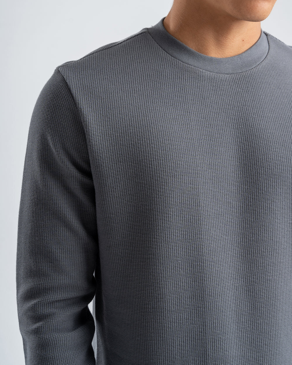 Men's Dark Gray Standard Fit Crew Neck Pullover