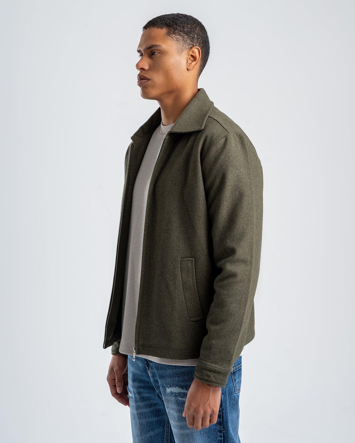 Wool Jacket with Zipper – Oily